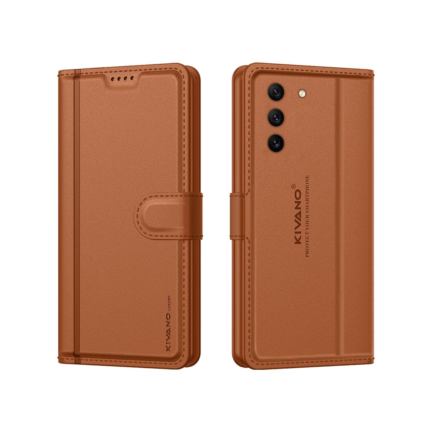 Leather Wallet Case for Samsung Galaxy S21 FE 5G ?Stylish Flip Folio Cover with Card Holder, Stand -KIVANO LUXE - Aibex